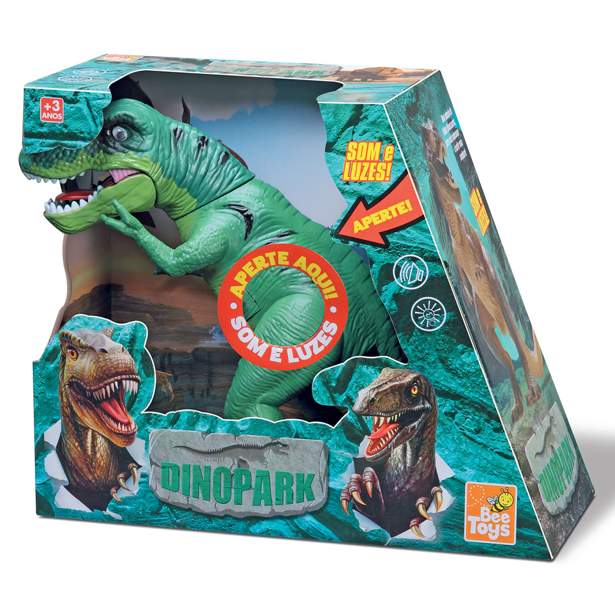 Dinossauro Dinopark T-Rex Som e Articulações - Bee Toys - Zaza Toys