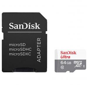 CARTAO DE MEMORIA MICRO SD 64GB C/ ADAPTADOR SANDISK UND