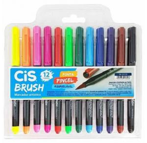 MARCADOR BRUSH AQUARELAVEL CORES CIS ESTOJO C/ 12 UNDS