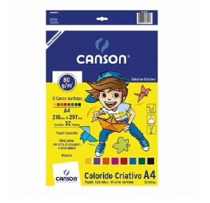 BLOCO CRIATIVO 32F 80GR 08 CORES CANSON 