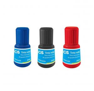 TINTA REFIL MARCADOR QUADRO BRANCO 20ML CORES  CIS